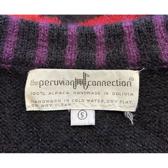 Peruvian Connection Womens Art-to-Wear Floral Knit Alpaca Wool Sweater  Small - Picture 2 of 4